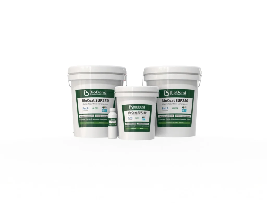 BioCoat SUP250 antimicrobial protective coatings for food processing facilities in Matte and Gloss, including accelerator.